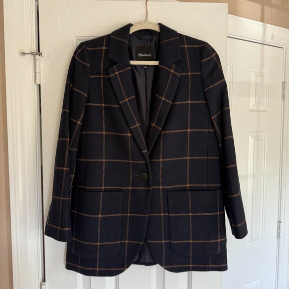 Madewell Larsen 1-Button Wool Blend Windowpane Blazer - Picture 12 of 14